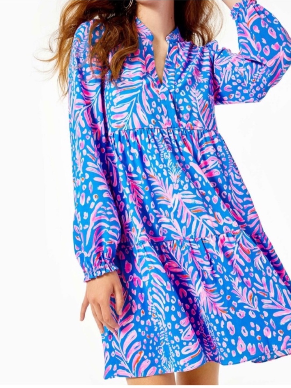 Lilly Pulitzer Winona dress in La Zebra - blue and pink / babydoll style XS